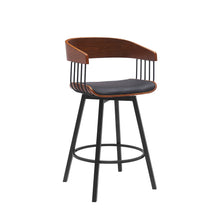 Load image into Gallery viewer, Faux Leather And Metal Swivel Low Back Counter Height Bar Chair - Black
