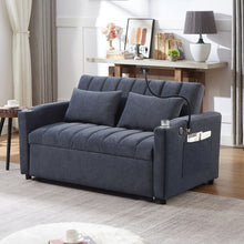 Load image into Gallery viewer, Convertible Sofa Bed Loveseat Sofa With Three USB Ports, Two Side Pockets, Two Cup Holders And 360° swivel Phone Holder For Living Room