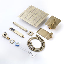 Load image into Gallery viewer, Contemporary Shower System With 12" Rainfall Head And Handheld Spray, Wall Mounted