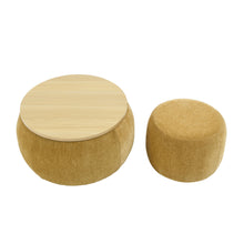 Load image into Gallery viewer, Round Storage Ottoman, 2 In 1 Function, End Table And Ottoman
