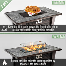 Load image into Gallery viewer, Fire Pit Table, Glass Wind Guard And Rain Cover, Lid - Brown