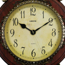 Load image into Gallery viewer, Silent Pendulum Ornate Oval Wall Clock - Brown / Gold