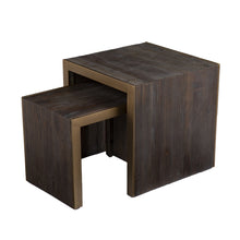 Load image into Gallery viewer, Solid Wood Chunky Nested End Tables (Set of 2) - Gray / Gold