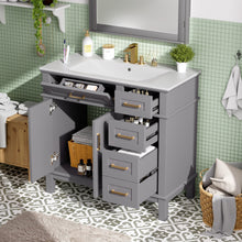 Load image into Gallery viewer, Modern Bathroom Vanity With Ceramic Sink, Soft Close Storage Cabinet