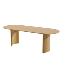 Load image into Gallery viewer, 79" Solid Wood Mirrored Double Pedestal Base Oval Dining Room Table - Natural