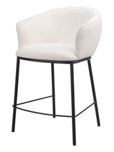 Load image into Gallery viewer, 26" Shearling And Steel Counter Height Bar Chair - Ivory / Black
