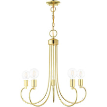 Load image into Gallery viewer, 26" Five Light Dimmable Chandelier With Shades - Brass