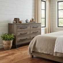 Load image into Gallery viewer, Wood 6 Drawer Double Dresser - Brown