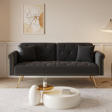 Load image into Gallery viewer, Luxurious Sofa Bed With Nail Head Trim And Matching Pillow