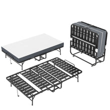 Load image into Gallery viewer, Twin Wide Folding Bed For Tall People, Extra Long & Wide Rollaway With Memory Foam, Heavy-Duty - Black