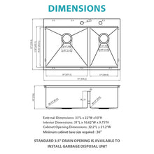 Load image into Gallery viewer, Topmount, Drop In Double Bowl Kitchen Sink