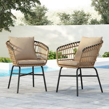 Load image into Gallery viewer, Contemporary Outdoor Patio Chairs With Cushions (Set of 2) - Beige / Black