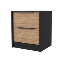 Load image into Gallery viewer, 19" Wood Two Drawer Nightstand - Black And Natural