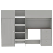 Load image into Gallery viewer, Loft Bed With Built In Wardrobe, Desk, Shelves, And Drawers