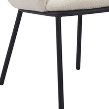 Load image into Gallery viewer, Upholstered Faux Fur Dining Arm Chair - Ivory / Black