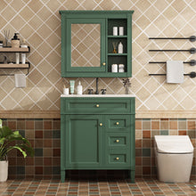 Load image into Gallery viewer, Bathroom Vanity With Top Sink, 2 Doors And 3 Drawers, Freestanding Set With Mirror Cabinet