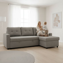 Load image into Gallery viewer, Convertible L Shaped Sectional Sleeper Sofa Bed, Saving Pull Out Couch