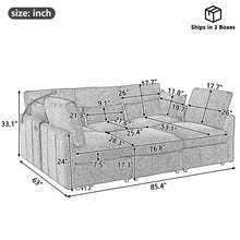 Load image into Gallery viewer, Modern Modular U-Shaped Sofa Bed With Movable Ottoman, USB Ports, Phone Holder