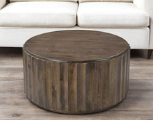 Load image into Gallery viewer, 36" Solid Wood Round Drum Coffee Table - Brown