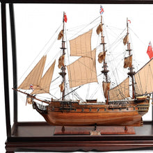 Load image into Gallery viewer, HMS Surprise 1796 Table Top Display Case Hand Painted Model Boat - Brown