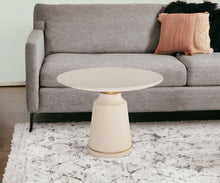 Load image into Gallery viewer, Modern Concrete Coffee Table - Off-White And Antique Brass
