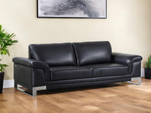 Load image into Gallery viewer, With Silver Legs Italian Leather Sofa - Black