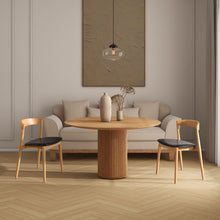 Load image into Gallery viewer, Raven - Stacking Sculpted Oak Dining Chair - Warm Natural Brown / Black