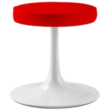 Load image into Gallery viewer, Geometric Round Ottoman - Red / Rose / White