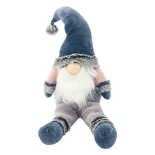 Load image into Gallery viewer, Fabric Christmas Santa Sitting Gnome - Blue / Pink / White