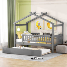 Load image into Gallery viewer, Creativity House Bed With Twin Size Trundle