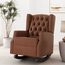 Load image into Gallery viewer, Moss - Upholstered Rocking Recliner With Diamond Tufting And Wingback - Light Brown