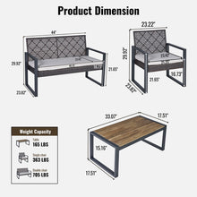 Load image into Gallery viewer, 4 Piece Patio Furniture Set With Acacia Wood Table Top And Cushions