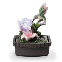 Load image into Gallery viewer, Poly Hummingbird Tabletop Fountain - Pink / Green