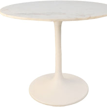 Load image into Gallery viewer, 36" Rounded Marble And Iron Pedestal Base Dining Table - White