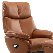 Load image into Gallery viewer, Tufted Genuine Leather Manual Swivel Recliner With Ottoman (730572) - Russet
