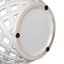 Load image into Gallery viewer, Ceramic Lidded Jar With Lattice Design - White