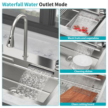 Load image into Gallery viewer, Drop In Waterfall Kitchen Sink With Pull Out Faucet & Cup Washer