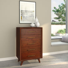 Load image into Gallery viewer, Solid Wood Five Drawer Chest - Walnut