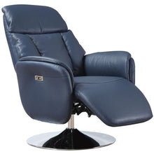 Load image into Gallery viewer, Tufted Genuine Leather Power Swivel Recliner (730574) - Navy Blue