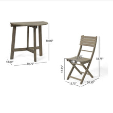 Load image into Gallery viewer, Outdoor 3 Piece Half Round Folding Bistro Set