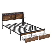 Load image into Gallery viewer, Modern Platform Bed, USB Charging Station, 2 Drawers, LED Lights
