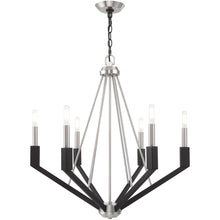 Load image into Gallery viewer, 27" Six Light Dimmable Chandelier With Shades - Nickel