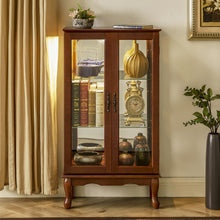 Load image into Gallery viewer, Curio Cabinet Lighted Curio Diapaly Cabinet With Adjustable Shelves And Mirrored Back Panel, Tempered Glass Doors (3 Tier), (E26 Light Bulb Not Included)
