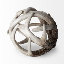Load image into Gallery viewer, Faux Antler Decorative Orb - Off White / Brown