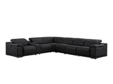 Load image into Gallery viewer, Leather Modular L-Shaped Seven Piece Corner Sectional With Console - Black