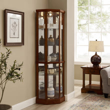 Load image into Gallery viewer, 6 Shelf Lighted Corner Curio Cabinet With Adjustable Tempered Glass Shelves And Mirror Back (E26 Light Bulb Not Included)