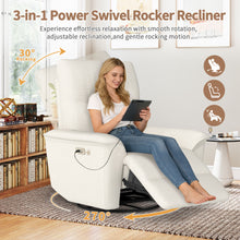 Load image into Gallery viewer, 270° Power Swivel Rocker Recliner Chair With Phone Holder, Electric Glider Reclining Sofa With USB Ports For Living Room Bedroom - Beige