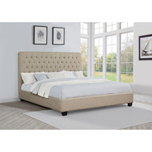 Load image into Gallery viewer, Copper - Eastern King Panel Bed With Tufted Design - Oatmeal