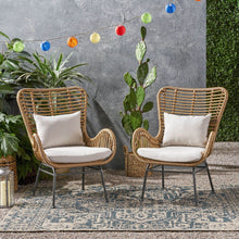 Load image into Gallery viewer, Modern Aesthetic Outdoor Rattan Accent Chair With Metal Legs