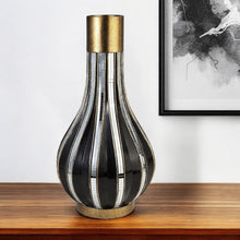 Load image into Gallery viewer, Striped Bud Poly Table Vase - Gold / Black